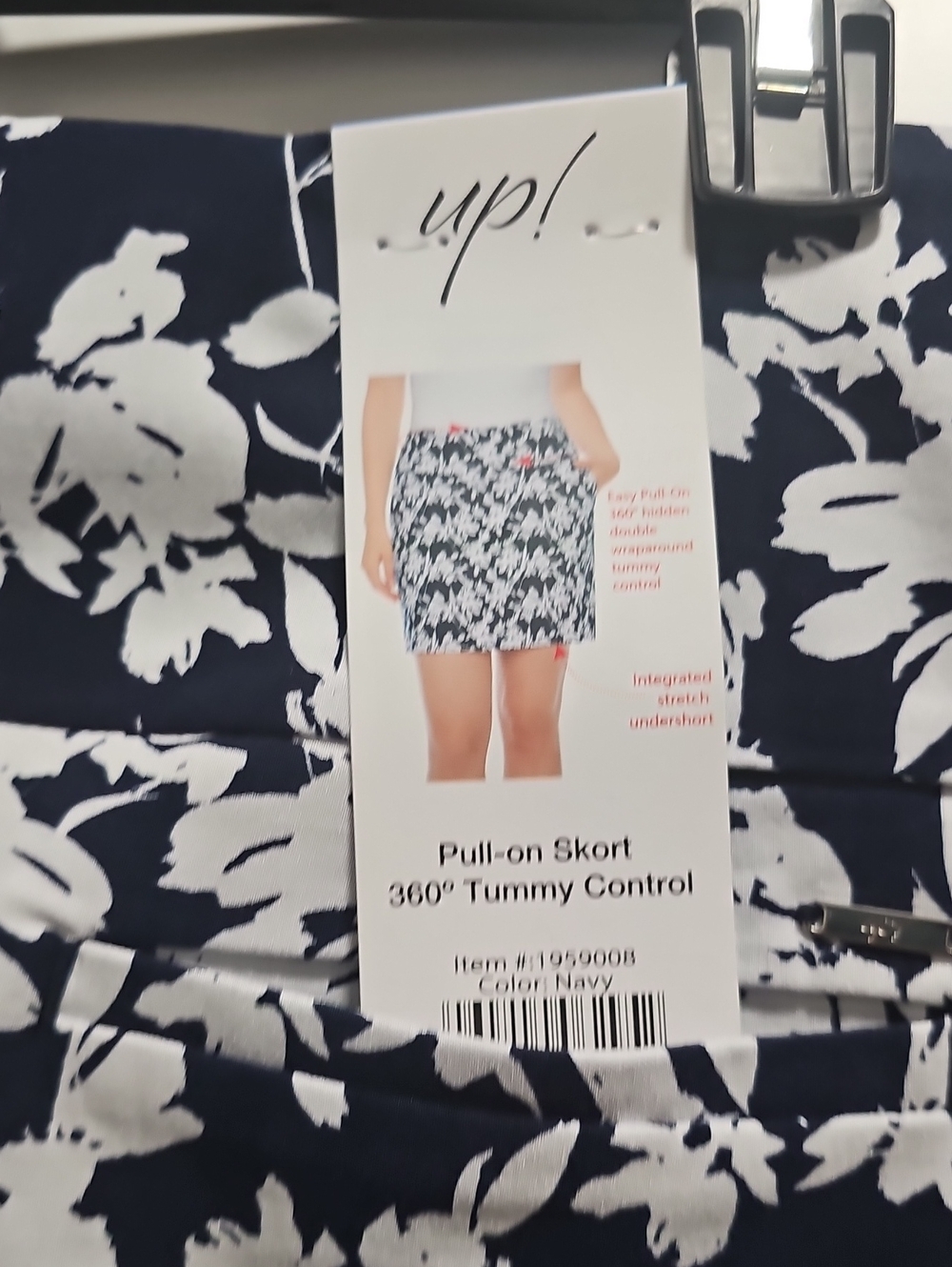 Up! Navy Floral Pull-On Skort with 360° Tummy Control